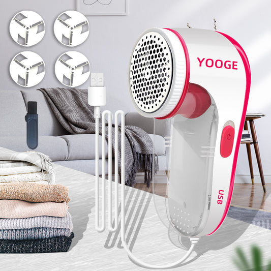 Fabric Shaver with USB Plug, 4 Blades for Clothes, Bedding, Furniture, Carpet, Sofa.