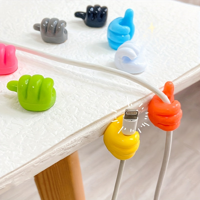 10 Hand-Shaped Rubber Hooks for Cable Organization in Random Color