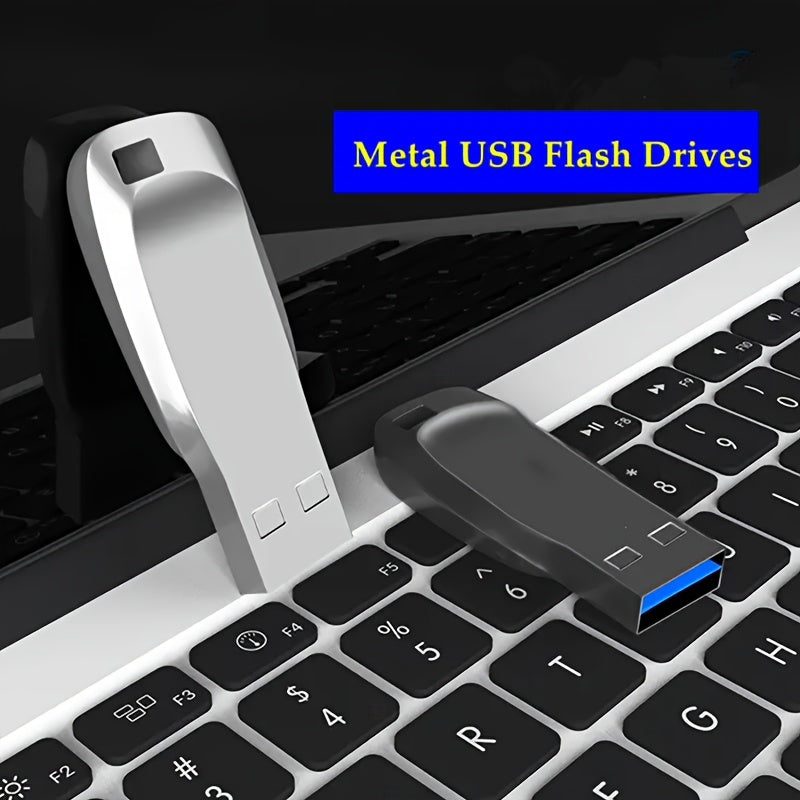 High-speed Metal USB 2.0 Flash Drive for PCs, laptops, tablets, and phones. Durable design with secure data storage options in 8GB, 30GB, 60GB, and 100GB.