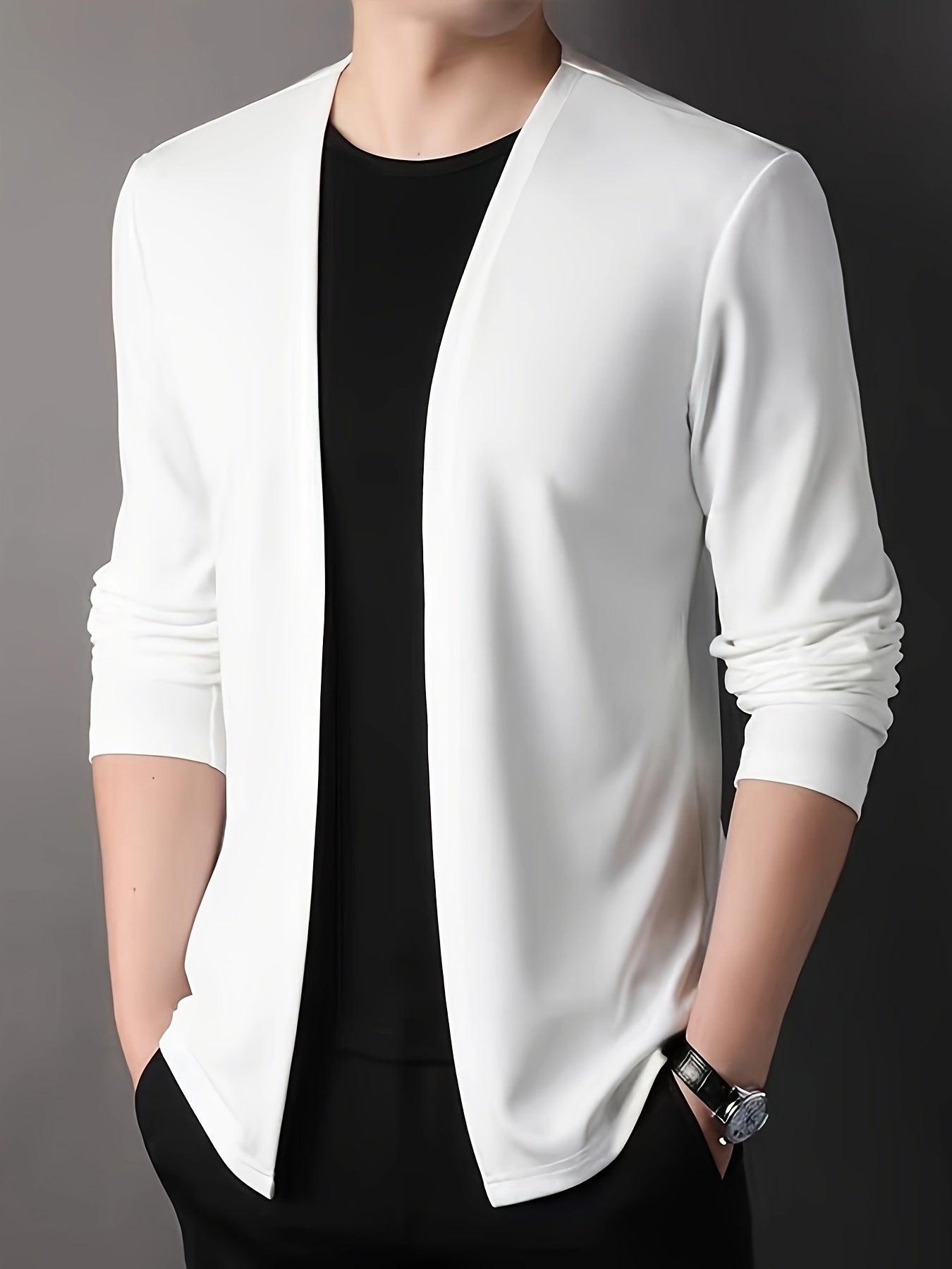 Men's slim-fit knitted cardigan for outdoor activities.