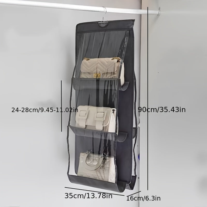 Non-woven fabric hanging storage bag for bags, dustproof multi-layer organizer for home use.