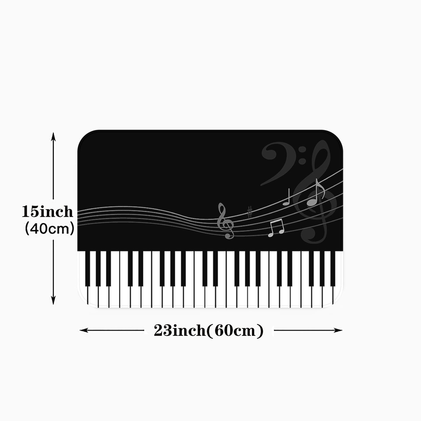 Piano Key Kitchen Floor Mat, Non-Slip and Oil-Proof with Flannel Softness, Waterproof and Dirt-Resistant. Machine Washable for Easy Cleaning. Perfect for Entrances, Kitchen, Living Room, Laundry, Bathroom. Decorative and Water-Absorbing Mat.