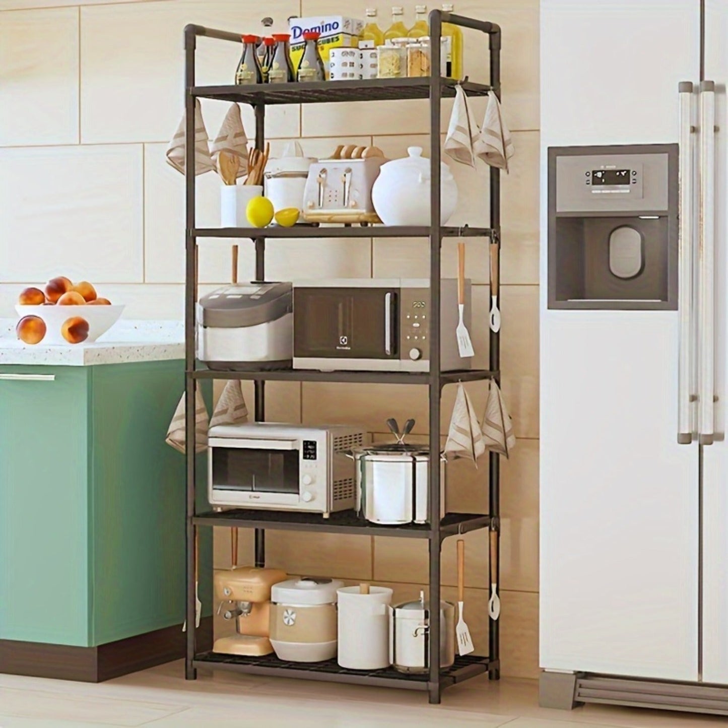 Durable Metal Storage Rack with 4/5 Tiers, Ideal for Kitchen and Garage Organization, Strong Multi-Layer Shelf Unit, Versatile Household Furniture for Kitchen Use