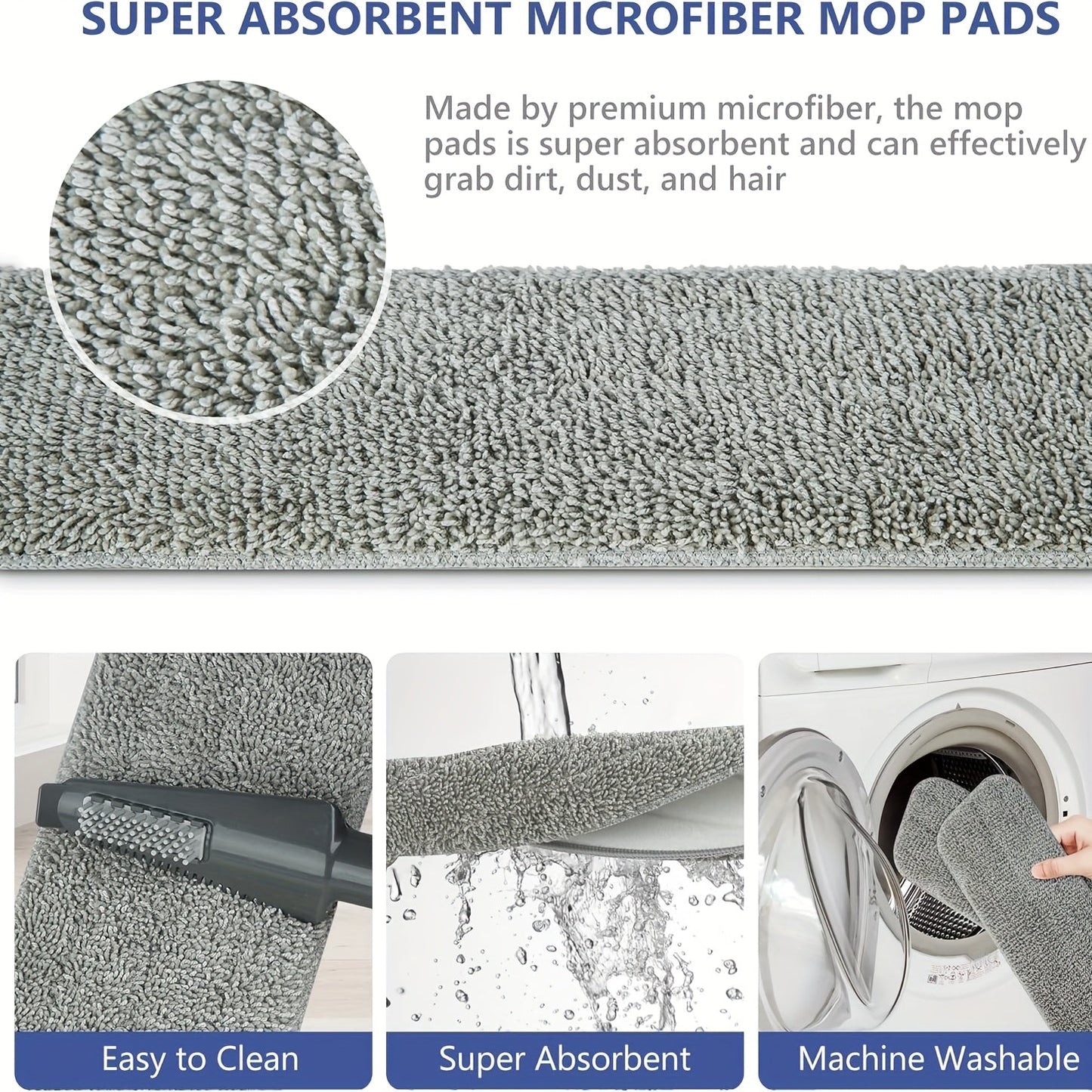 Get a complete 1set Microfiber Mop Set including 2 Refillable Water Bottles and 4 Washable Pads. The mop features a 360° Rotatable Metal Handle for easy cleaning in Home, Living Room, Bedroom, or Outdoor floors without the need for electricity.