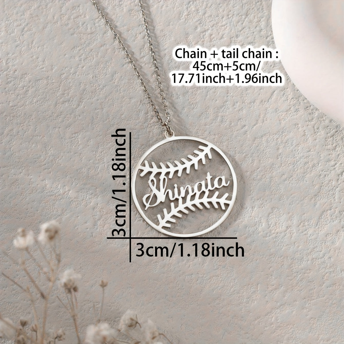 Personalized Baseball Name Pendant Necklace in 18K Gold Plated Stainless Steel, Classic Sporty Design for Boys & Girls, Perfect Team Gift, Commemorative Sports Jewelry for Daily Wear and Sports Events