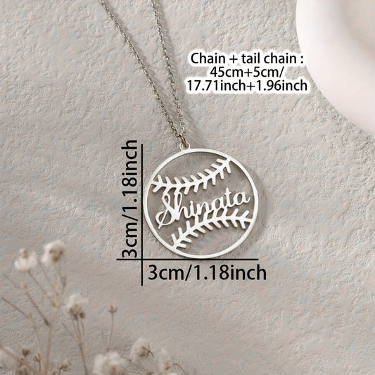 Personalized Baseball Name Pendant Necklace in 18K Gold Plated Stainless Steel, Classic Sporty Design for Boys & Girls, Perfect Team Gift, Commemorative Sports Jewelry for Daily Wear and Sports Events