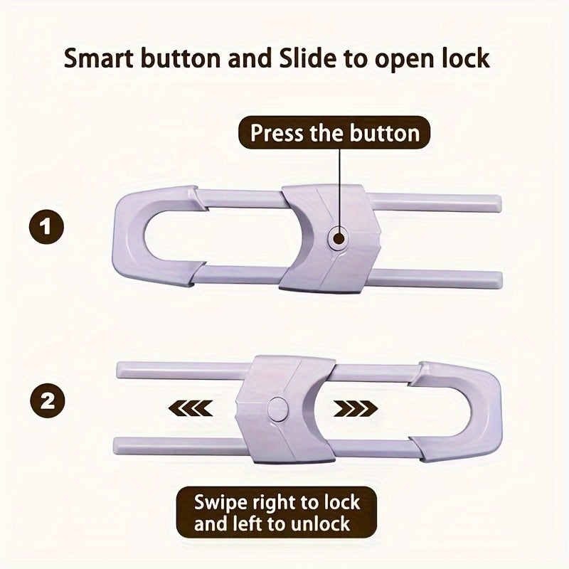 Получите 2 шт. безопасных замков для выдвижных шкафов: универсальные U-образные замки для шкафов, кухонь, ванных комнат, ящиков, холодильников и дверных ручек шкафов - идеально подходят в качестве подарков на Рождество, Хэллоуин и День Благодарения.