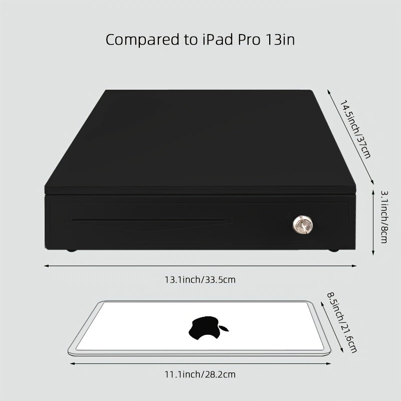 Zinc-plated steel plate cash register metal money box with small bill printer and cash register connection.