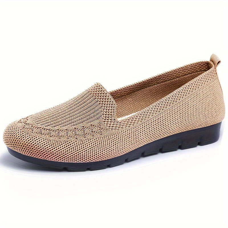 Women's Solid Color Knitted Loafers: Lightweight, Non-slip, Casual Walking Shoes