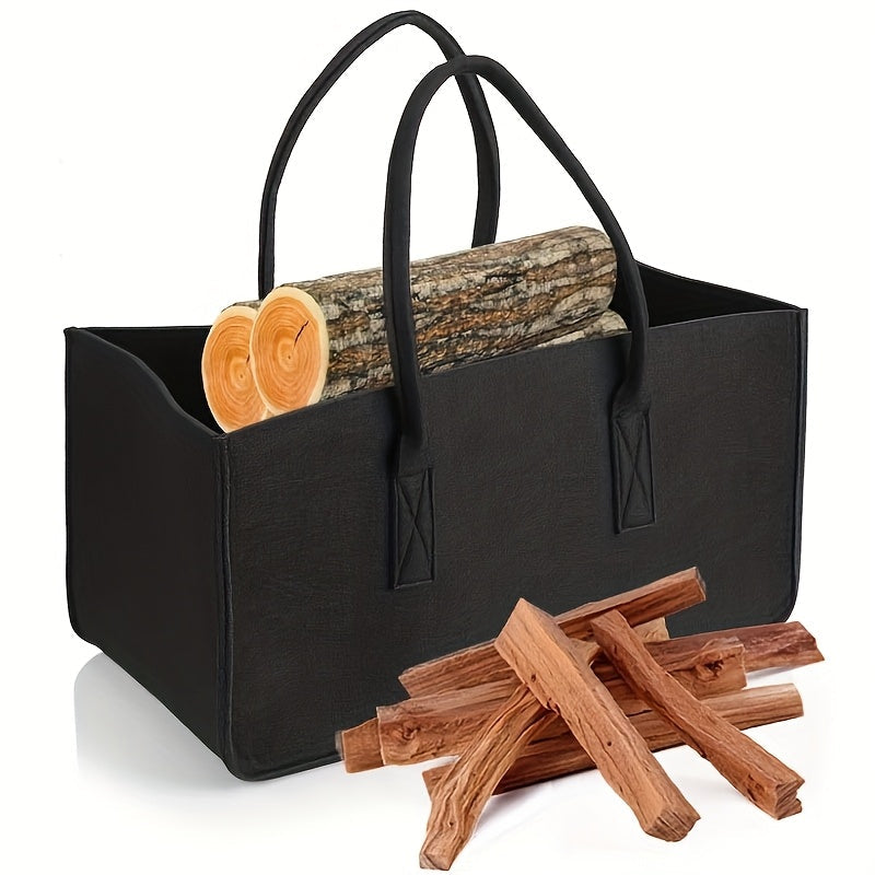 Nordic Style Extra-Large Firewood Carrier Bag with Strong Load Capacity and Dual Handles for Easy Transport of Wood, Coals, and More - Durable Felt Material, Portable Design