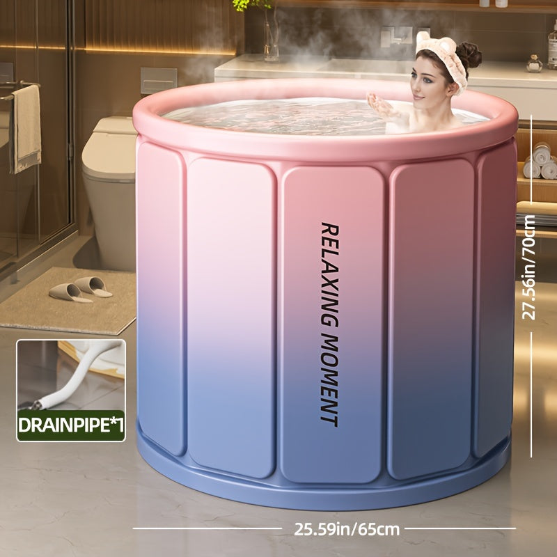 Portable, foldable bathtub with strong insulation for home and pool use, no installation needed. Suitable for both ice and hot soaks.