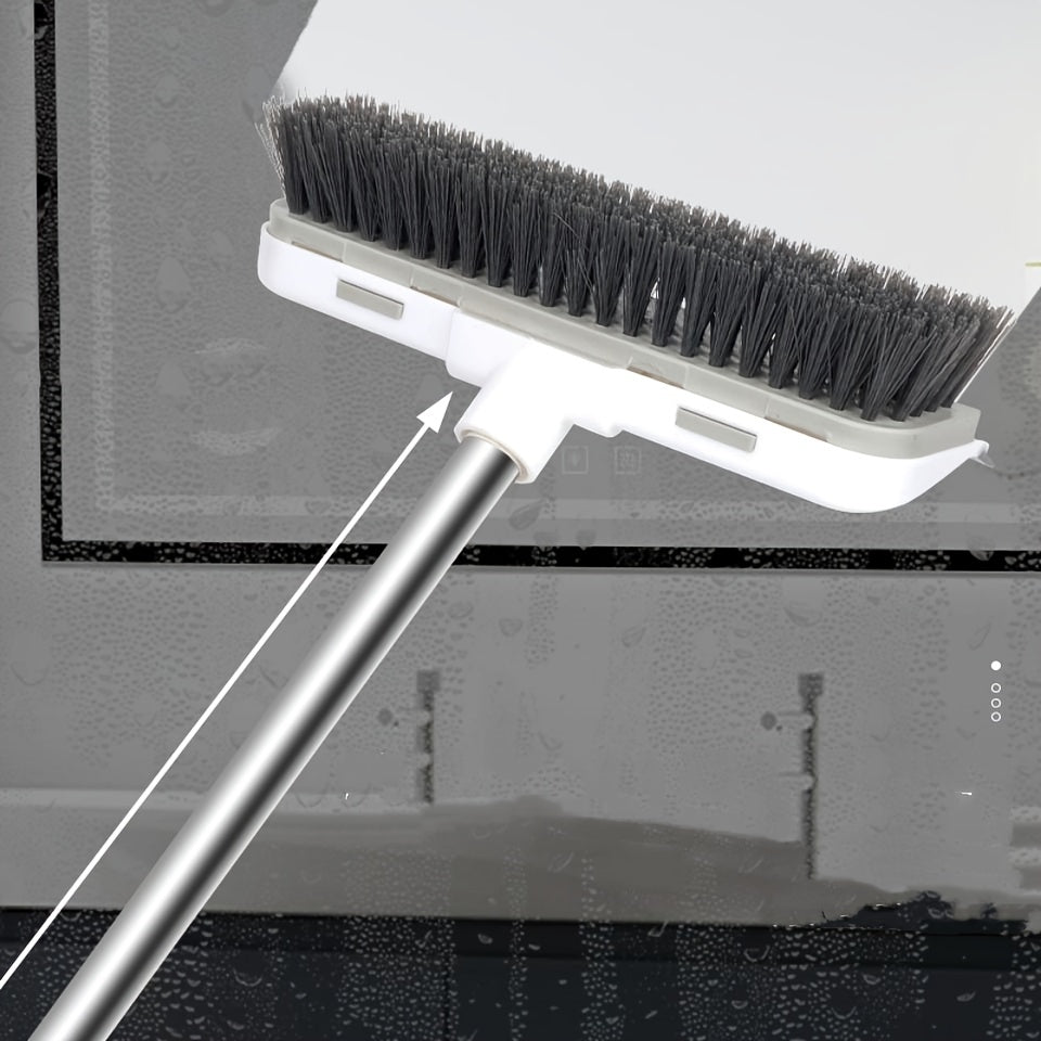 Grey Floor Brush with Long Handle and Hard Bristles - Ideal for Deep Cleaning Deck, Bathroom, Bathtub, Tiles, Gaps, Kitchen, Pool, Patio, and Garage - Convenient Cordless Cleaning Tool for the Home