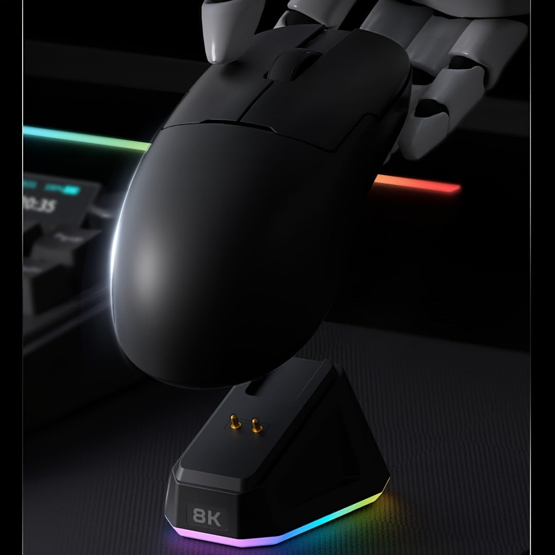 AJ159PRO Gaming Mouse with 8KHz PAW3395 Sensor, 3 Modes, Magnetic Charging Dock, 26K DPI, 56g Lightweight, Ambidextrous design, for Windows 10.