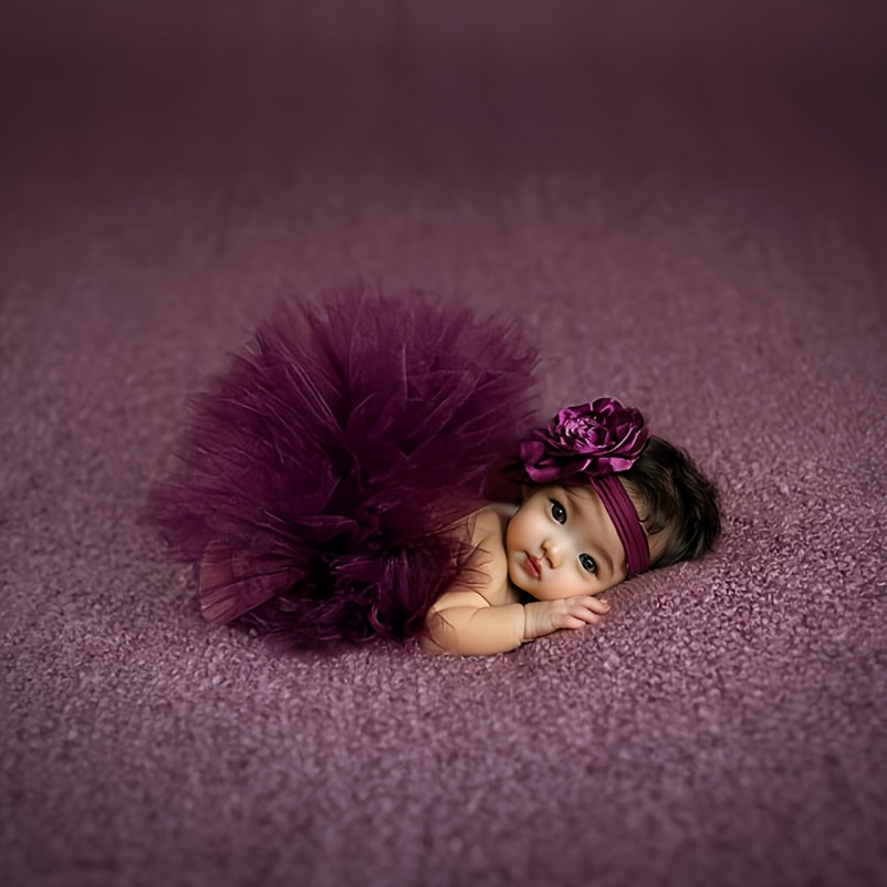 Lovely Purple Ballet Tutu Skirt & Headband Set for Girls - Ideal for Kids' Photoshoots, Birthday Parties & Special Presents