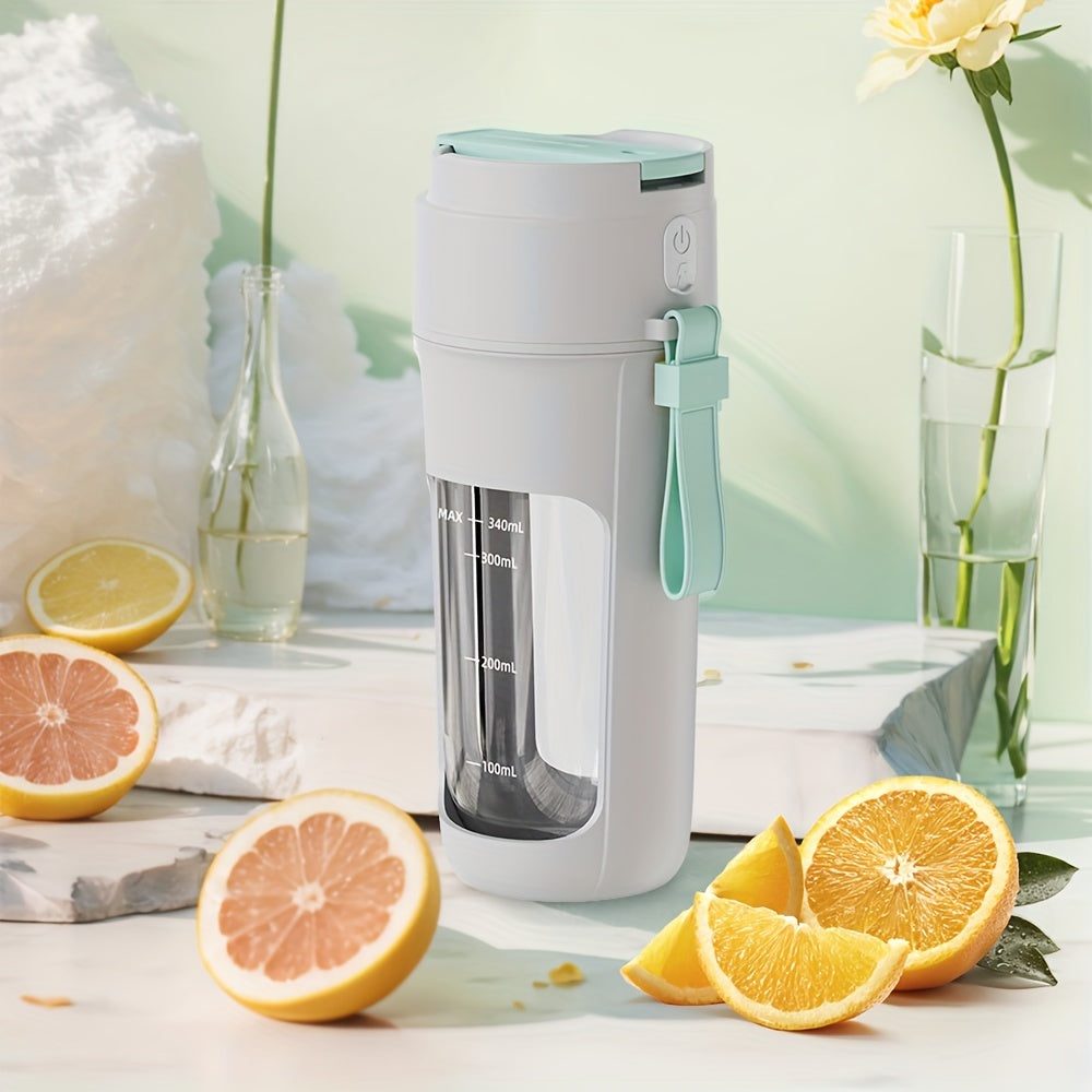 Portable USB rechargeable blender with 10 blades, perfect for making smoothies, shakes, and ice drinks. BPA-free and ideal for use at home, the gym, or while traveling.