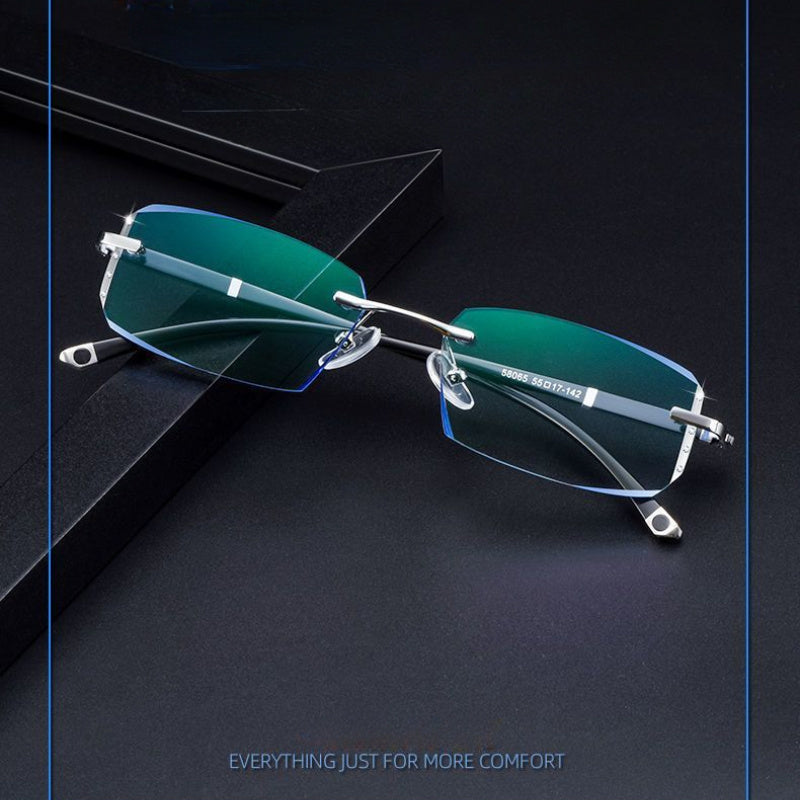 VIGO TR90 Photochromic Reading Glasses with Rimless Clear Lenses for Men and Women, Color Changing Presbyopia and Myopia Function.