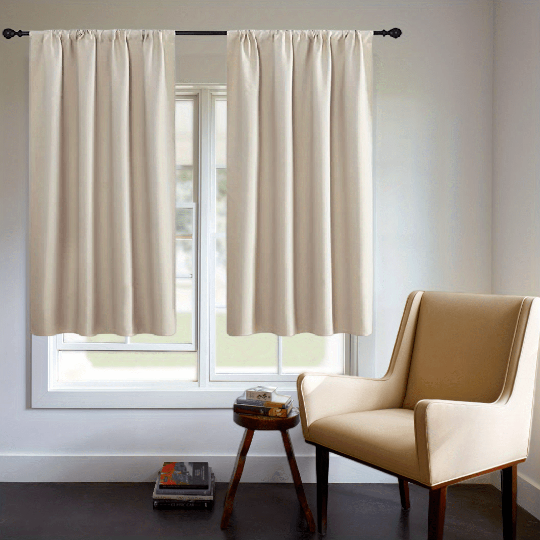 One Blackout Curtain (1 Panel) - Thick Rod Pocket Curtain for Heat Insulation and Light Blocking in Bedroom, 200g;