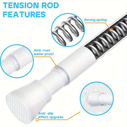 Telescopic rod for multiple uses - curtain, shower, clothes drying, door, wardrobe, cabinet, towel rack, bathroom accessories.