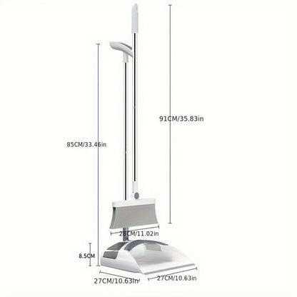 Elegant Folding Broom and Dustpan Set with Spacious Capacity - Ideal for use in the Living Room, Bedroom, Outdoors, Kitchen, or Patio - Features a Plastic Handle