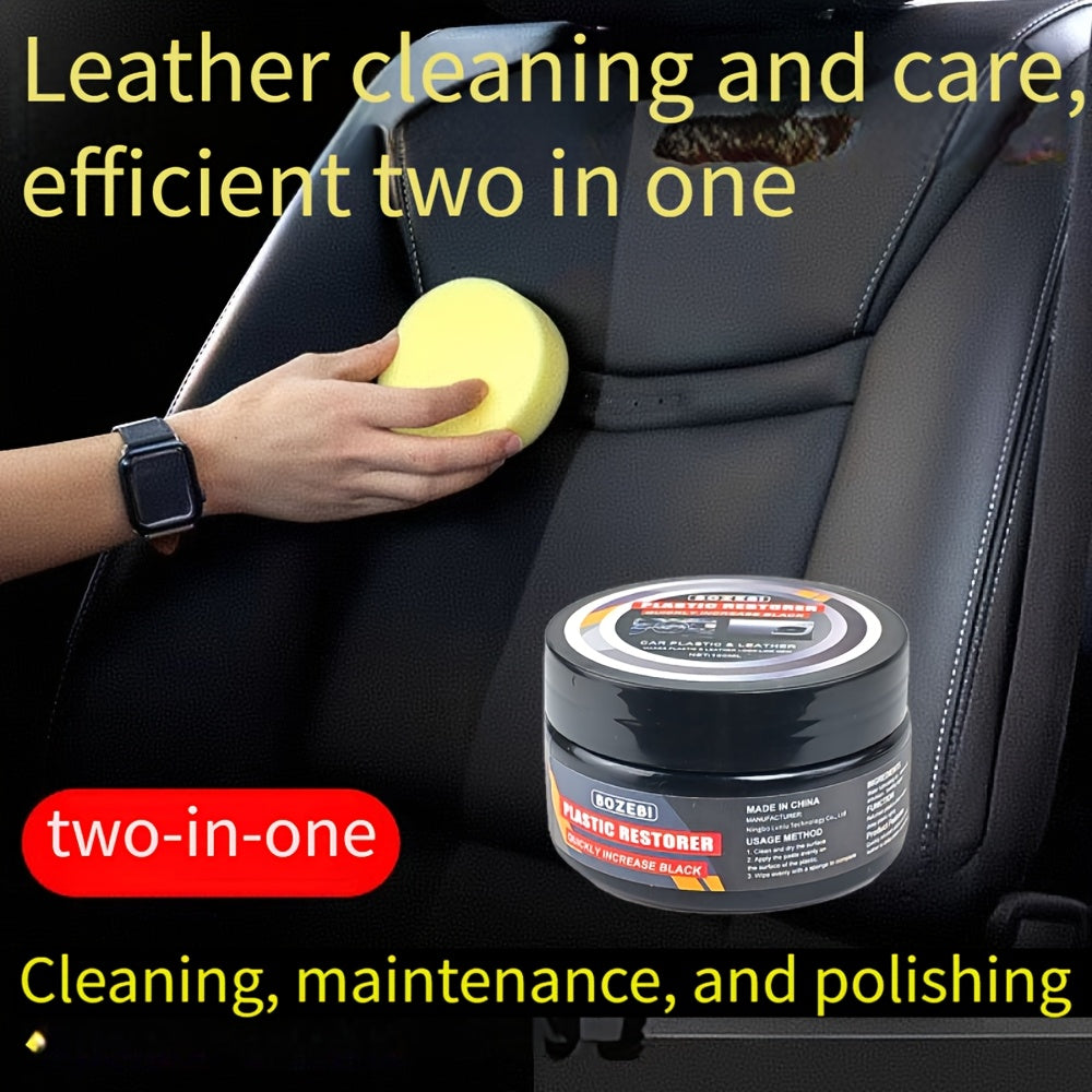 100g Car Interior Renovation Wax: All-in-one care for leather and plastic surfaces, including dashboard, seats, central control maintenance. Provides anti-aging protection and prevents