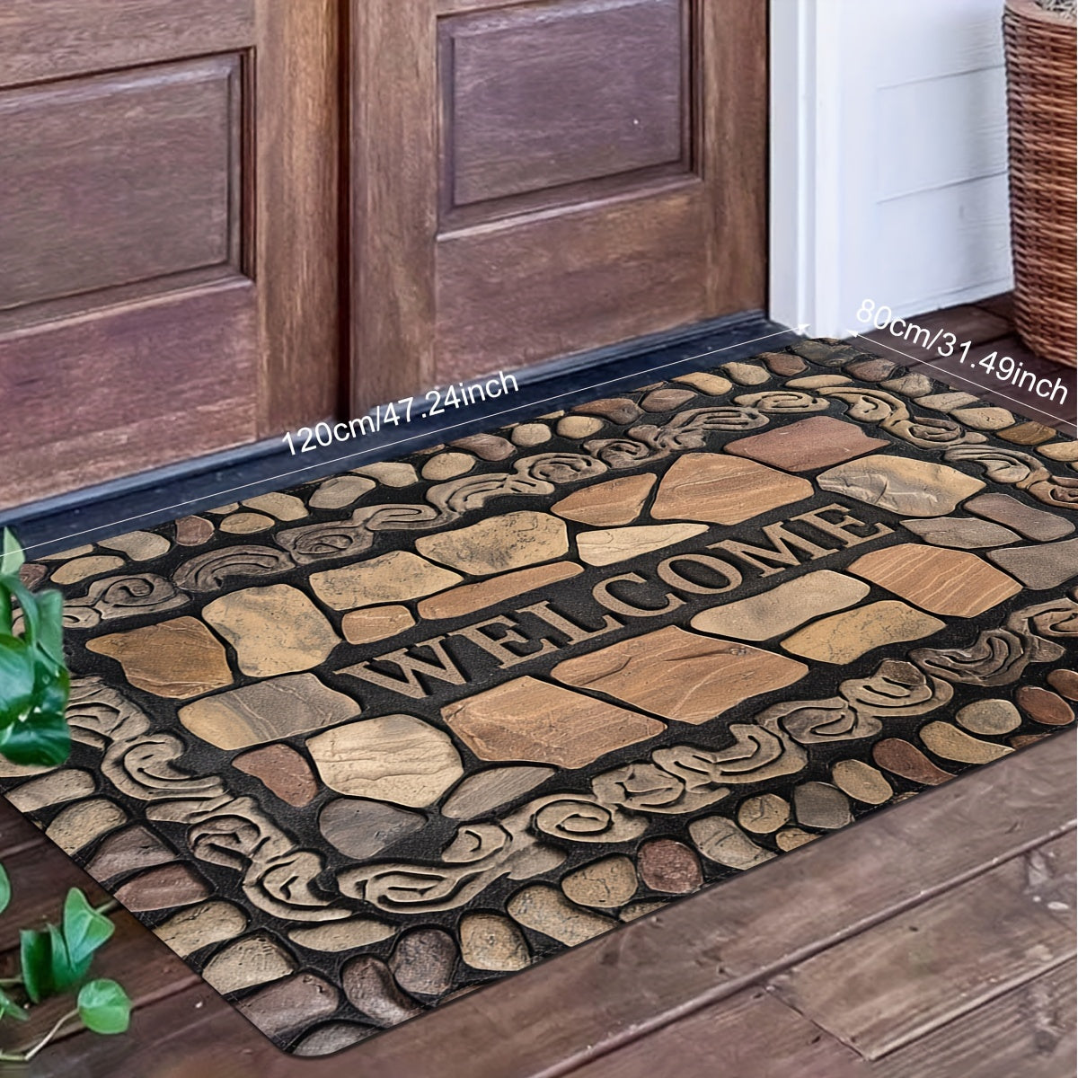 Introducing our Welcome Home Pebble Print Doormat! This versatile mat features a 1PC Flannel Fleece top layer and a 1cm Sponge Base for extra comfort. Made from lightweight, stain-resistant polyester, this non-slip mat is perfect for indoor or outdoor