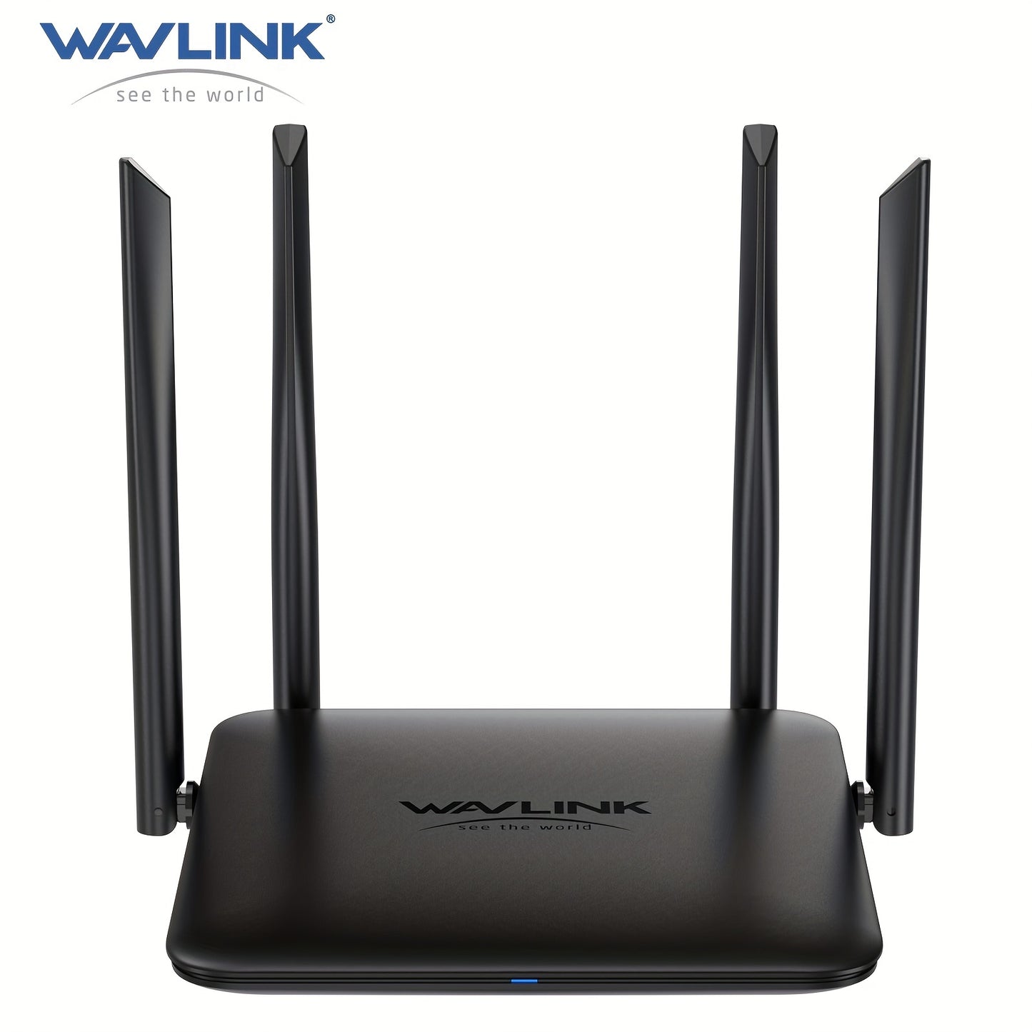 WAVLINK AC1200 Wireless Dual Band Router for home and gaming, featuring 1 x 10/100/1000Mbps WAN port, 2 x 10/100/1000Mbps LAN ports, supports LNA + PA and IPV6.