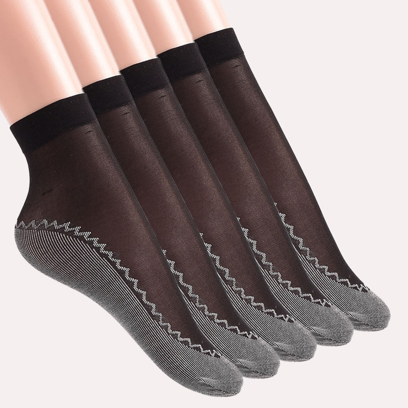 5 sets of lace mesh socks, thin, breathable, anti-snag, non-slip, women's stockings & hosiery.