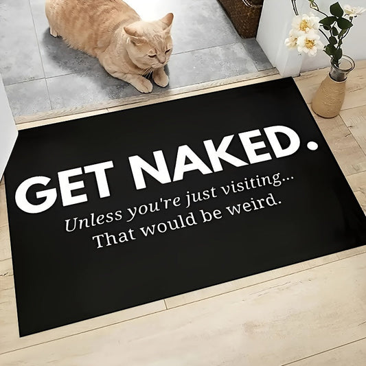 Bold white lettering doormat with the message "Unwind and Relax." This non-slip, machine washable polyester rug is suitable for indoor and outdoor use, making it perfect for entryways, bedrooms, and living room decor. Surprise your loved ones with this