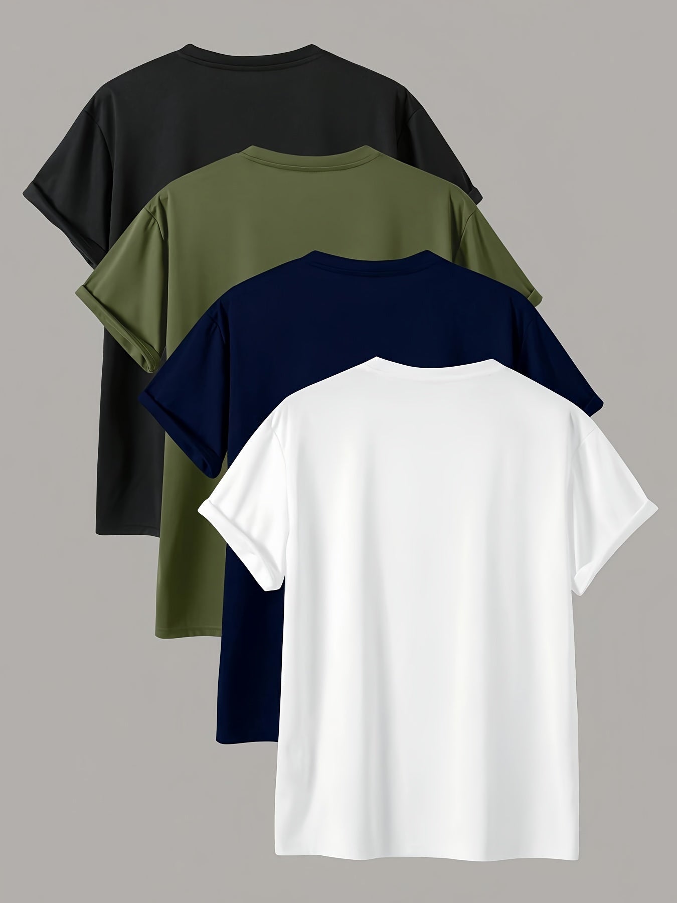 Men's set of solid crew neck and short sleeve t-shirts for summer outdoors wear.