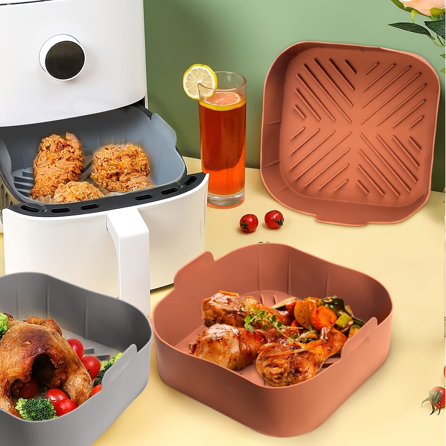 Essential Silicone Kitchen Accessories for Baking and Cooking: Reusable Air Fryer Liners, Non-Stick Baking Trays, Silicone Basket Bowls, and Oven Gadgets