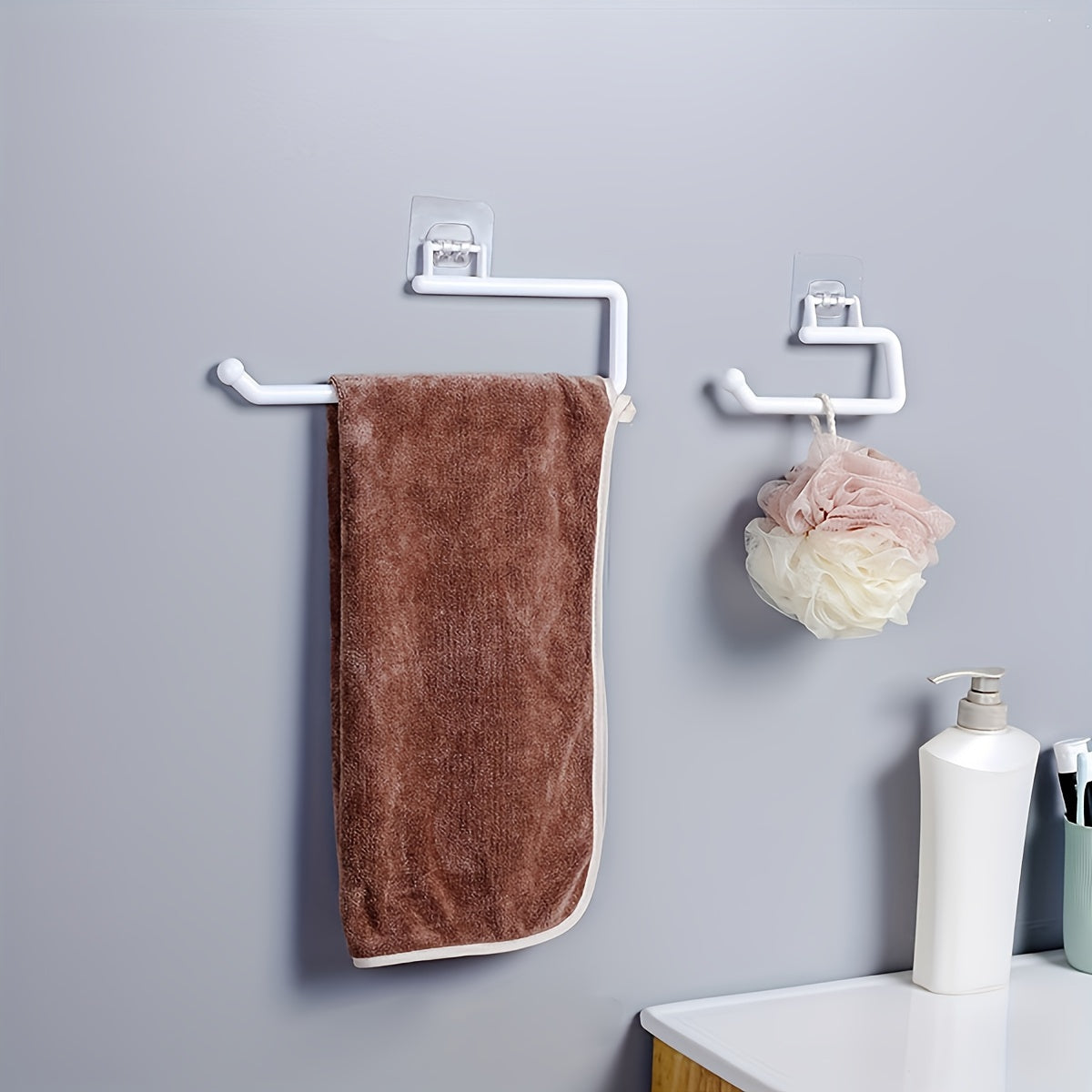 1pc No-Drill Kitchen and Bathroom Tissue Holder with Roll Paper Rack, Hanging Rack, Cling Film Storage Rack, Toilet Paper Hook, Cloth Holder, and Towel Racks