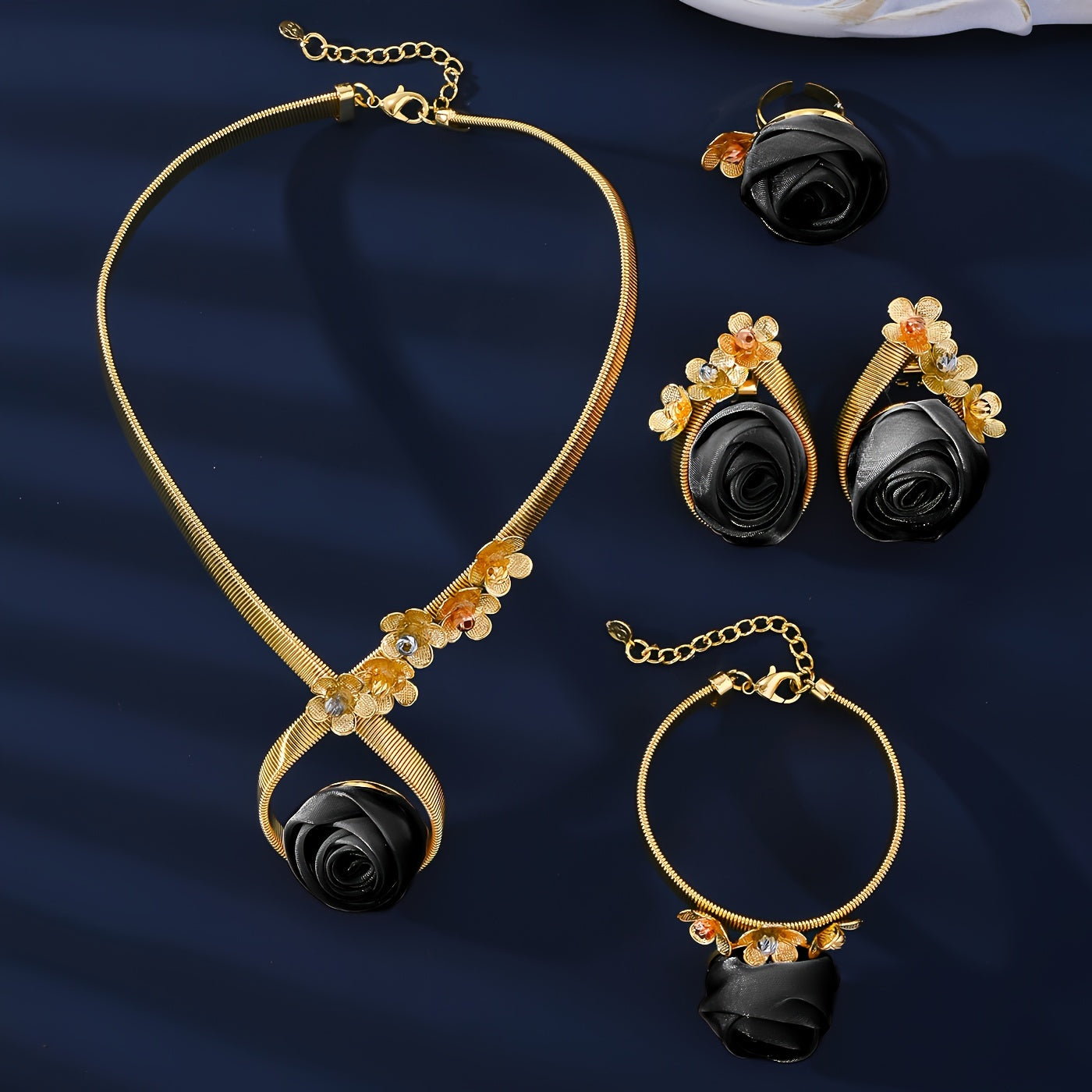 Opulent and Stylish Gold-Plated Jewelry Set Inspired by Middle Eastern Culture, Ideal for Weddings and Special Events, MEIZ