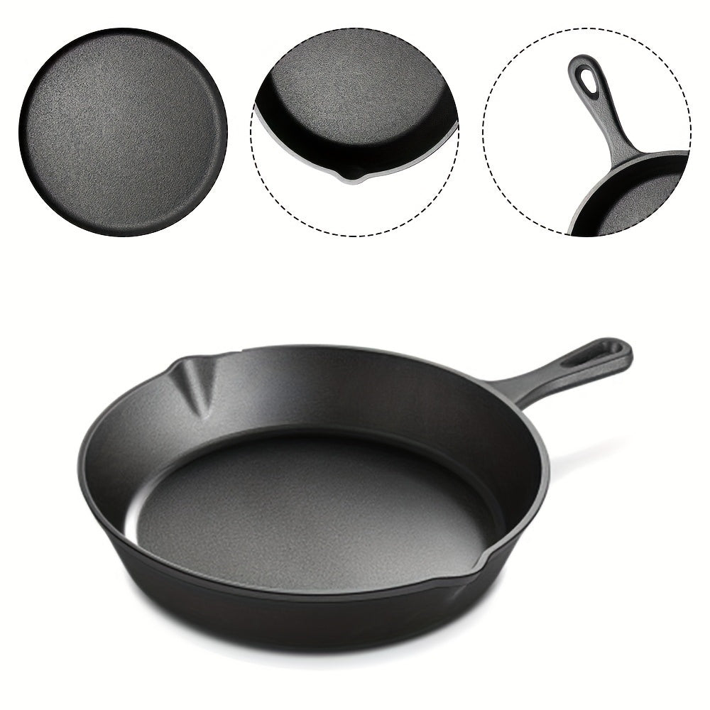 Three-piece Set of Cast Iron Frying Pans - Non-Stick, Oven Safe, Suitable for Indoor & Outdoor Use, Hand Wash Only - Includes 17cm, 21cm, and 26cm Cookware