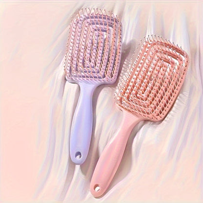 Large curved comb with rubber bristles for volume and scalp massage.