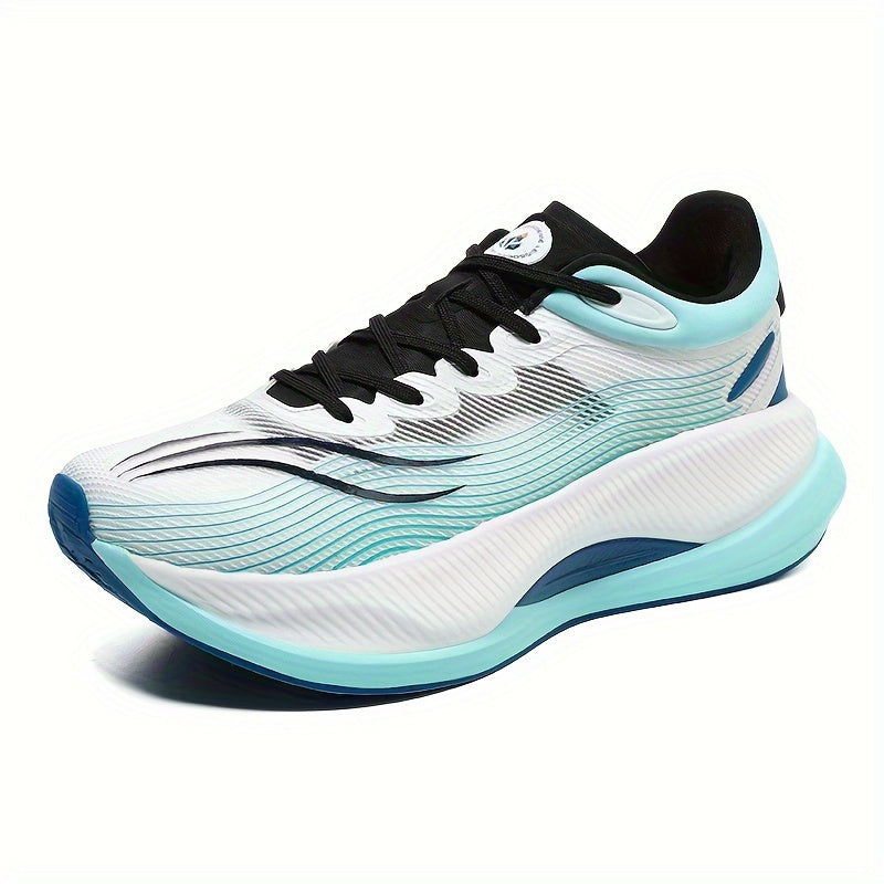 Striped lightweight running shoes for men and women with breathable fabric upper, rubber sole for enhanced grip, and comfortable lace-up low top design, suitable for indoor and outdoor