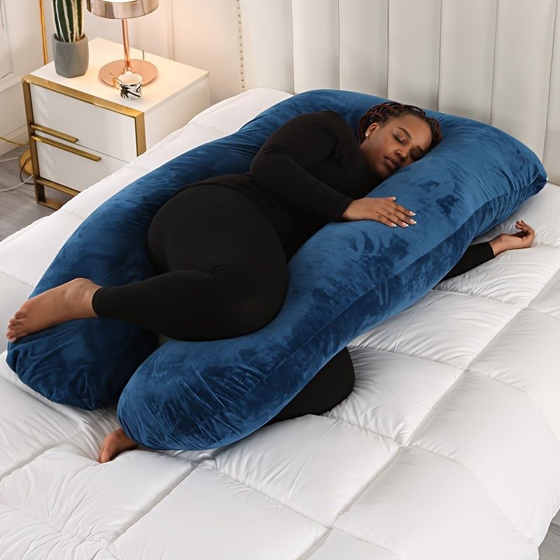 Maternity Body Pillow for Pregnancy Support, U-Shaped Design, Made with Soft Polyester Fiber, Provides Full Body Comfort - Dimensions: 69.85cm x 129.54cm