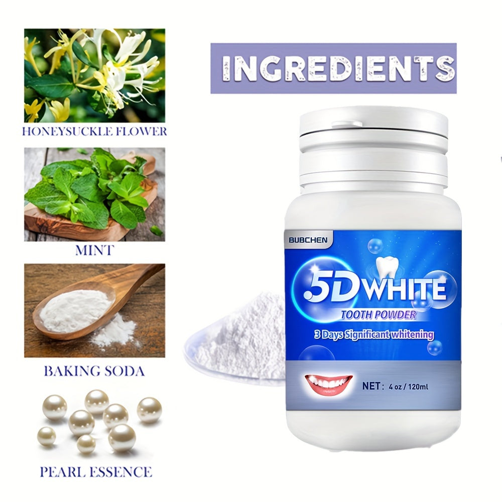 Teeth cleaning powder for daily use, freshens breath and deep cleans teeth.