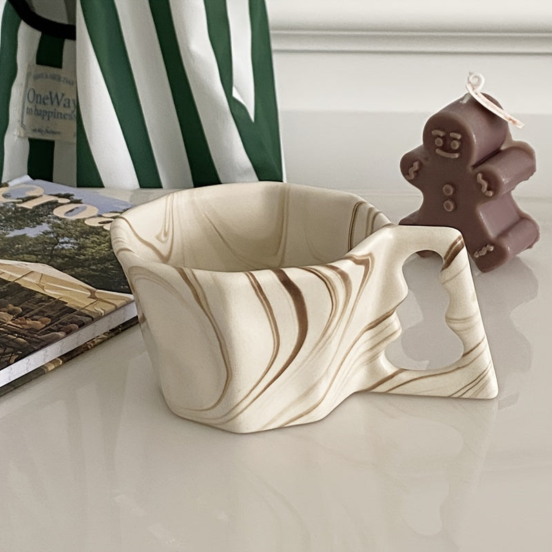 Octagonal ceramic coffee mug with a creative design, suitable for all seasons, makes a great gift.