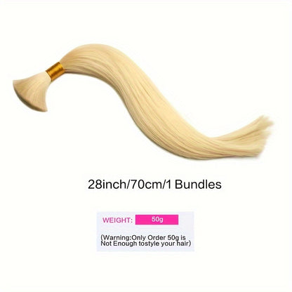 45.72-71.12 cm No Weft Braiding Hair Bulk, Blonde Human Hair Extensions, 50g/100g Pack for Women