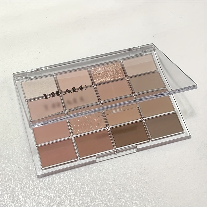 Dikalu 16-Color Eyeshadow Palette with Matte & Shimmer Finishes in Nude & Earth Tones, Long-lasting Delicate Powder for Everyday Glam Makeup Looks