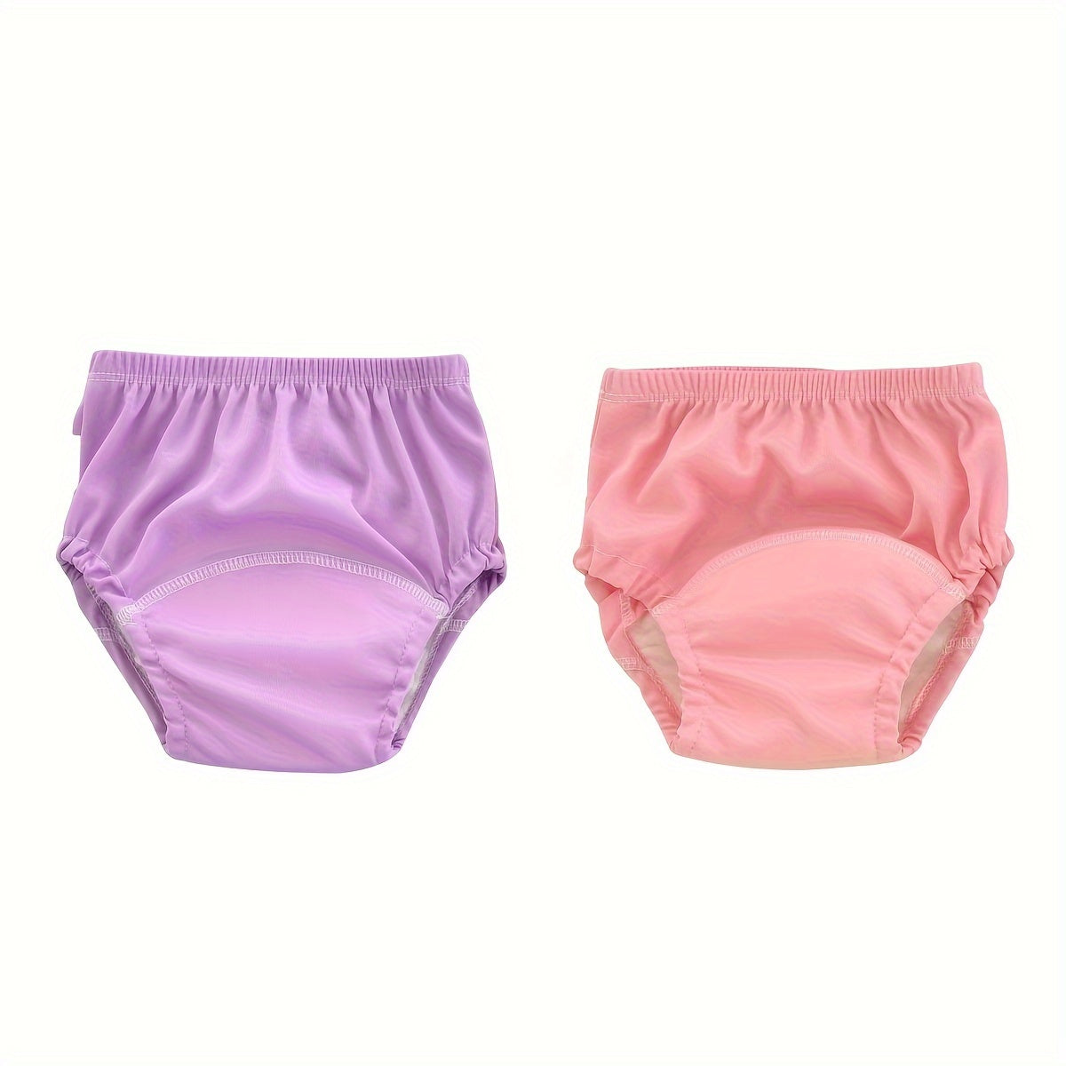 Set of 2 Washable Children's Training Pants - Breathable Fabric Diapers with Leak-Proof Liners, Offered in White/Pink/Purple/Green/Blue