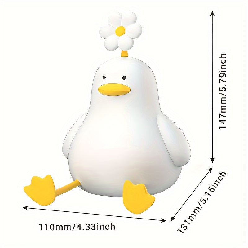 Charming Flower Duck LED Night Light - Rechargeable with Adjustable Brightness, Ideal for Setting a Relaxing Bedroom Ambiance & Thoughtful Gift Option