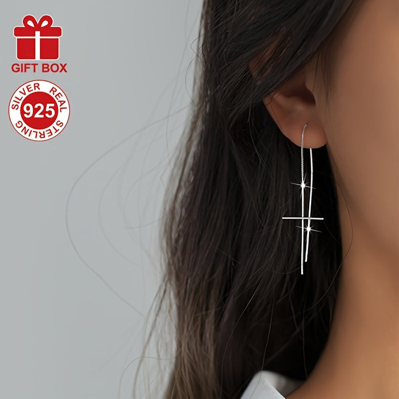 These stunning Long Tassel Earrings are both chic and sophisticated, crafted from S925 Sterling Silver with a low allergy coating. The elegant design features a Cross-shaped Ear Thread, making them perfect for everyday wear, parties, and special