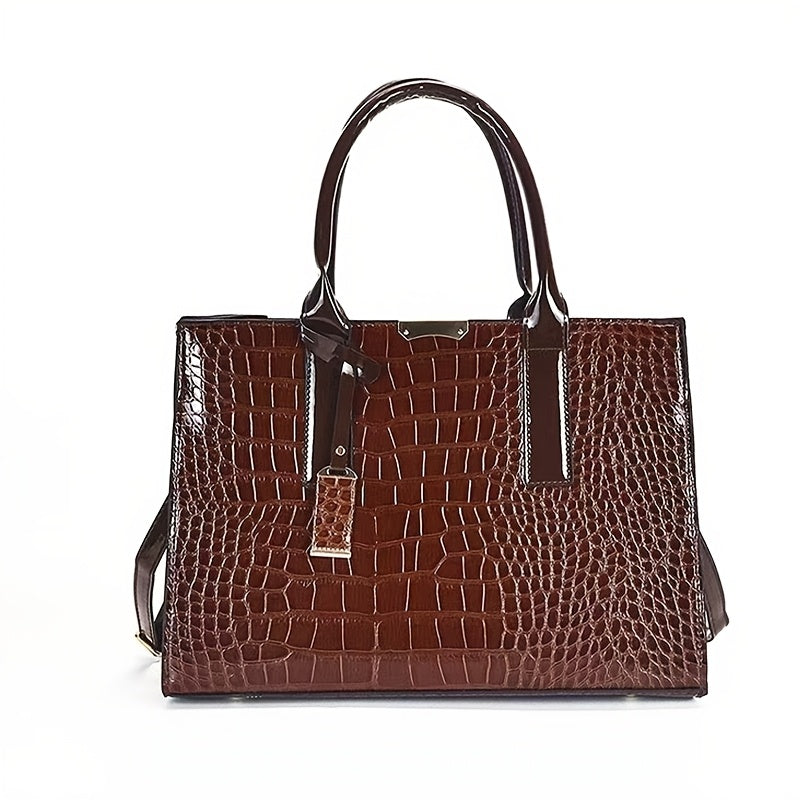 Trendy crocodile pattern handbag for women, perfect for travel and gifting.