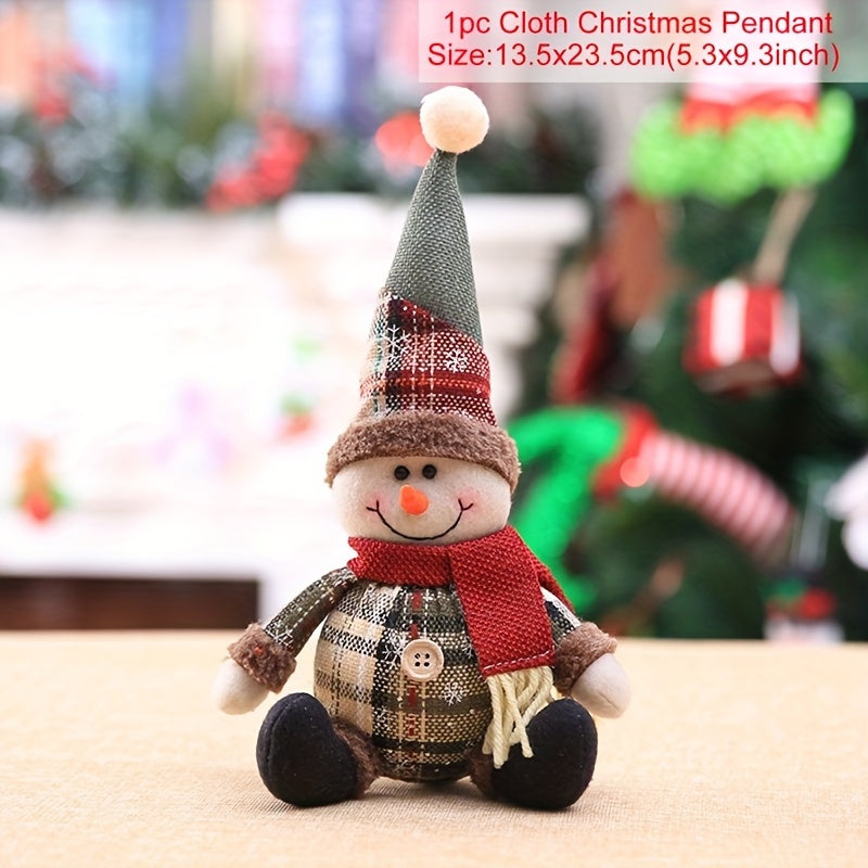 Festive Christmas Doll Pendant with Santa Claus and Reindeer plush ornaments, ideal for holiday home decor and Xmas trees.