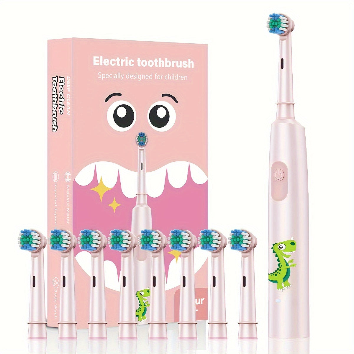 Children's electric toothbrush with 3 cleaning modes, USB rechargeable, soft bristles, and auto deep clean for ages 3-14.