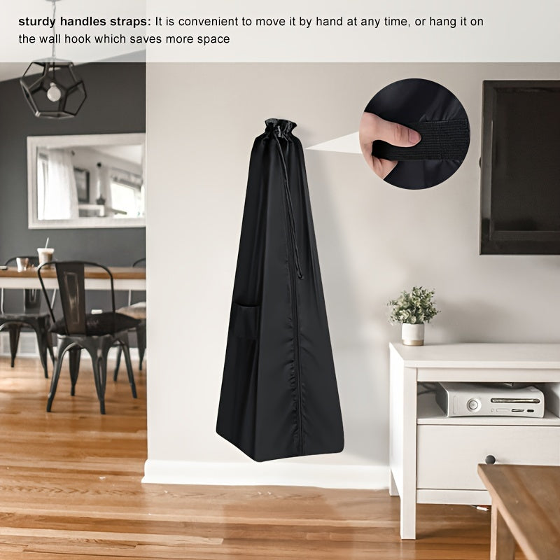 Black Fabric Vacuum Cleaner Cover for Upright Vacuum with Sturdy Handles, Non-Waterproof Dustbin Storage Bag and Organizer