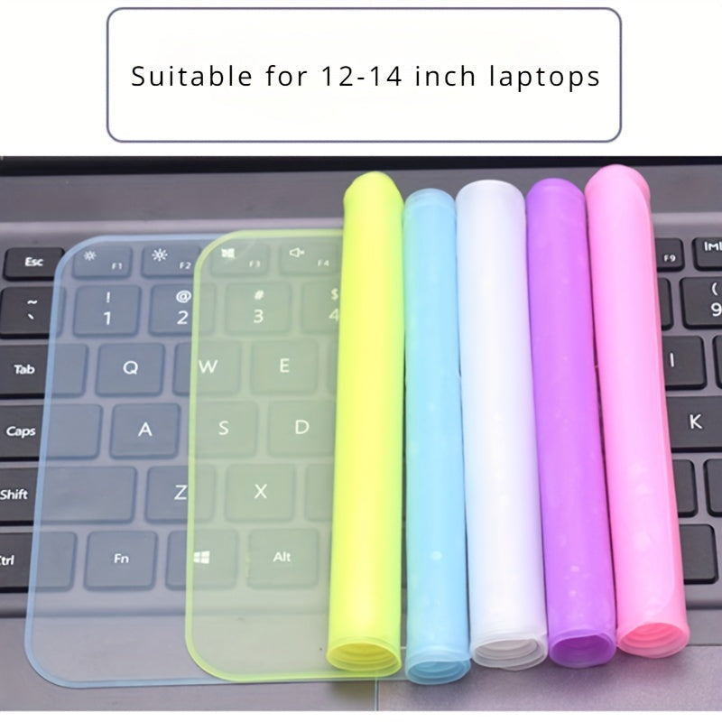 Waterproof and dustproof silicone keyboard protector for 30.48-35.56 cm laptops, easy to clean and durable.