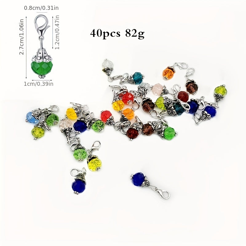 Crystal Keychain Pendant Set with 40 Pieces, Perfect for Bags, Necklaces, and Key Rings