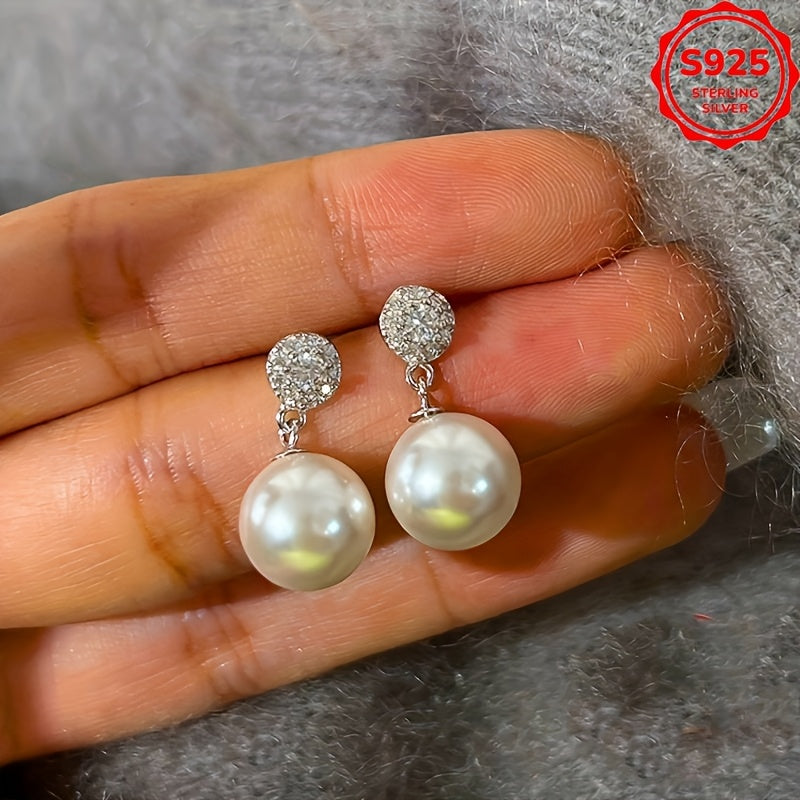 Retro Pearl Earrings made from S925 Sterling Silver